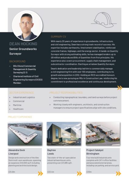 A concise one-page summary highlighting key skills, charterships, and core competencies.